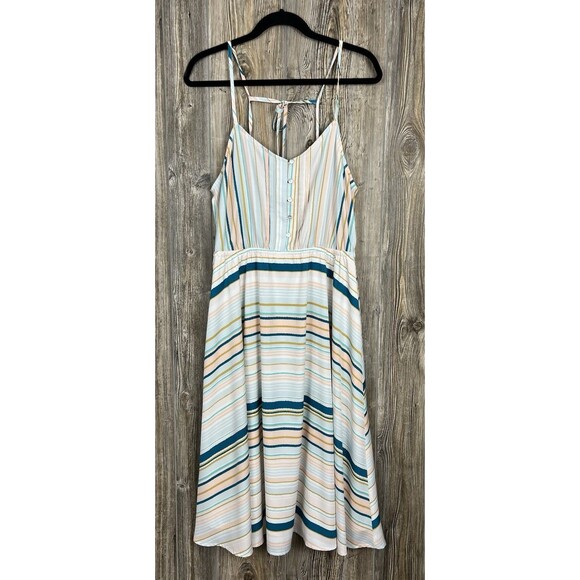 Lauren Conrad Midi Cami Dress Striped Swept Ashore  Women’s Size 14 - Picture 1 of 16